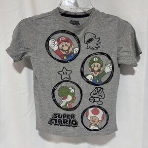 Super Mario Nintendo T-Shirt Kids Size 8 Gamer Video Games Short Sleeve Grey‎